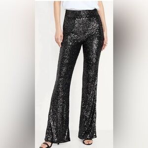 Old Navy Black Sequin Flare Pants
